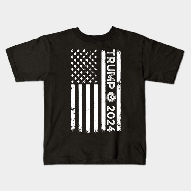 Trump 2024 American Flag Kids T-Shirt by Etopix